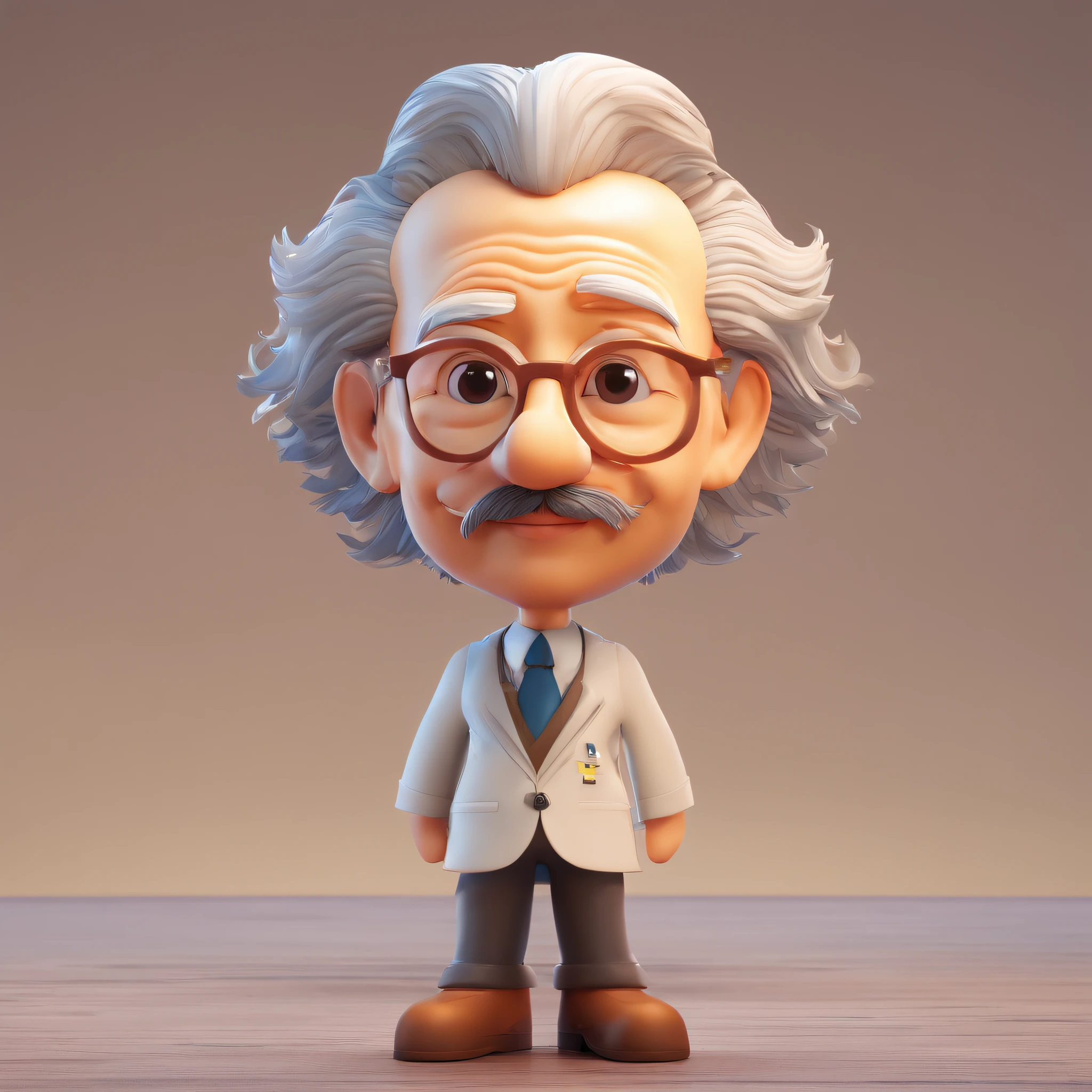 Design a chibi avatar of Albert Einstein,Highlight his face,At the same time, elements are cleverly incorporated to represent artificial intelligence. Maintain Einstein's key facial features, Like his signature hairstyle and glasses, But infuse him with subtle hints of artificial intelligence by giving him a futuristic headdress, Like a cute AI headset or glasses with a digital display,Displays advanced algorithms. The aim was to create a chibi Einstein with a recognizable face,At the same time, it hints at a connection with AI technology.