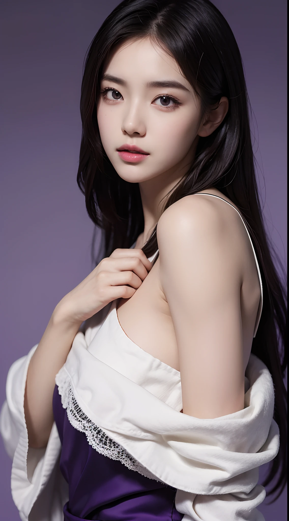 best quality, ultra high res, (photorealistic:1.4), 20 years old girl, (ulzzang-6500:0.8), (forehead), upper body, nude, naked Maid costume
