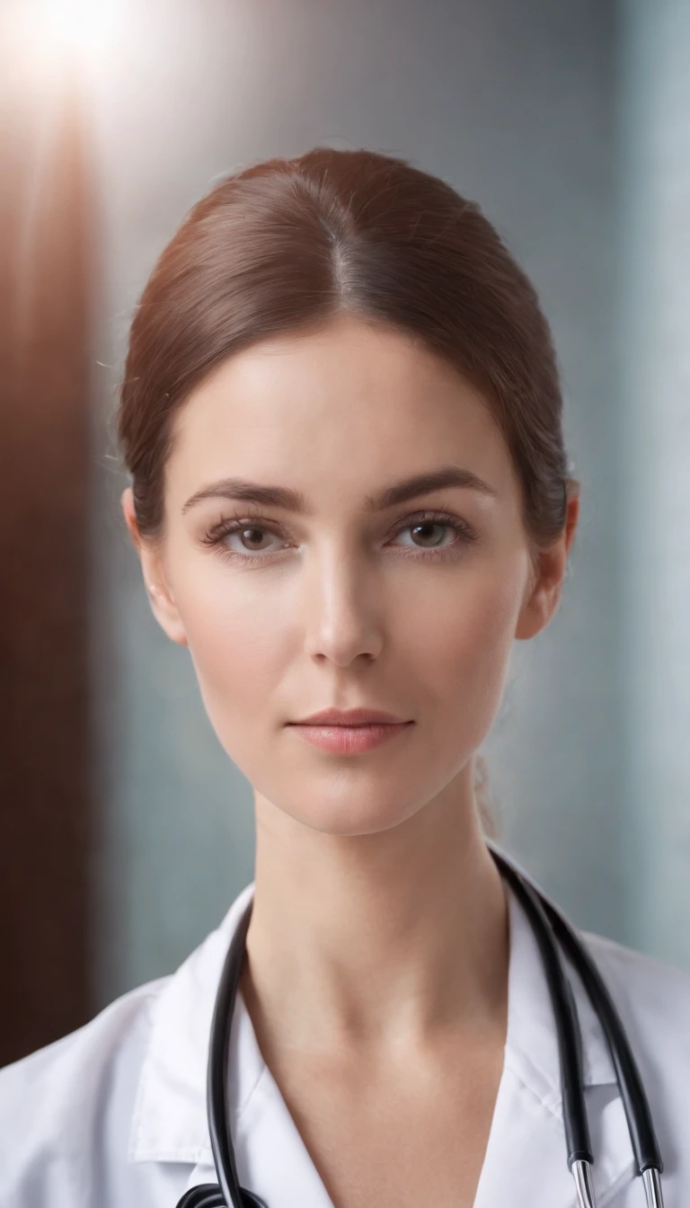 **A doctor in uniform and stethoscope looking into the camera, corpo inteiro (de perfil)--v 4: 50** - (quase) --s 2