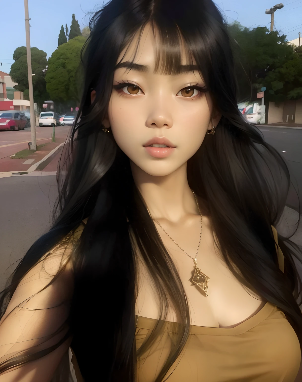Mulher com cabelos longos e camisa marrom posando do para uma foto 18 anos, 1 6 anos, 19-year-old girl, 2 modelo feminina de 4 anos, com cabelos ngos, Asian girl, Lalisa Manobal, Beautiful Asian girl, Asian girl with long hair, Kitsune Choi, 21 anos.