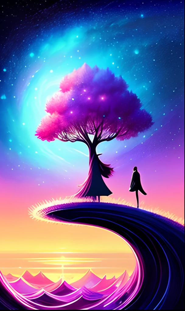 Starry sky in the sky，jen bartel，Inspired by Cyril Rolando，james gilleard artwork，Inspired by Christopher Balaskas，Cyril Rolando and Mw Kaluta，cyril rolando and m . . . . Kaluta, dream wave aesthetic