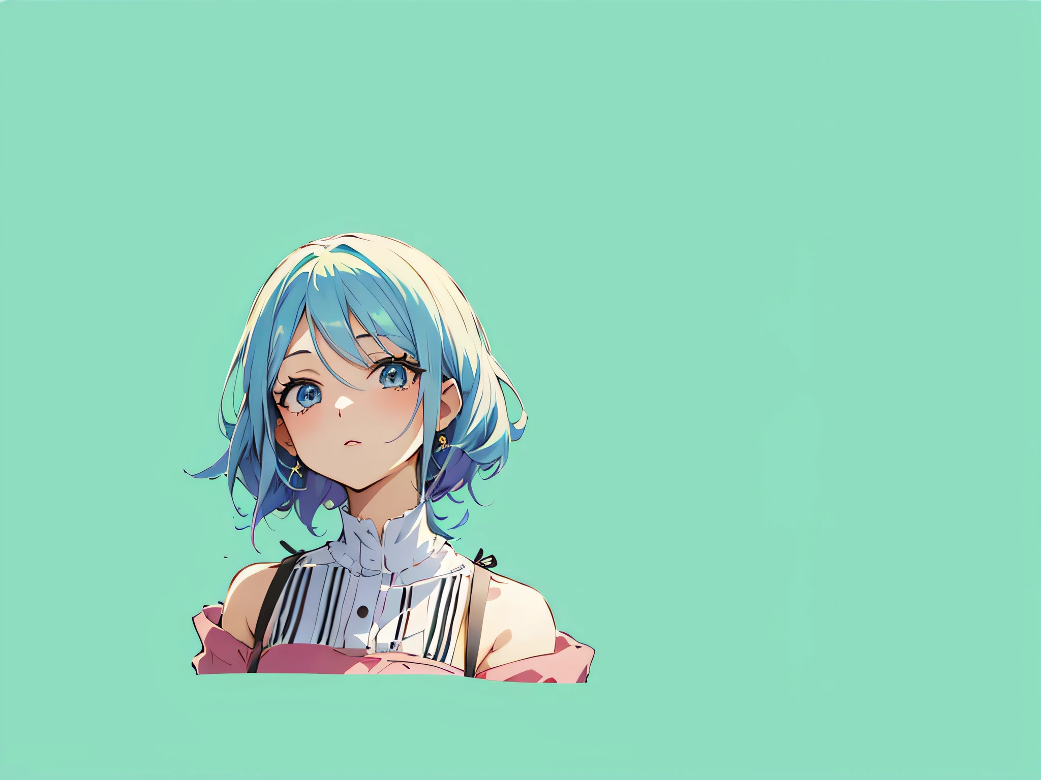 Menina anime com cabelo azul e olhos verdes em um vestido rosa, cel - estilo de arte sombreado, 2 d estilo anime, cel anime sombreado, estilo anime sutil, menina do cabelo prateado, em estilo anime, cel sombreado!!!, sombreamento estilo anime plano, anime estilizado, sketchy artstyle, Menina anime com cabelo martelo, personagem estilo anime, retrato estilo anime, menina cabelo prateado