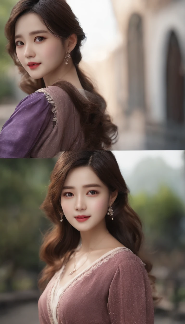 (8k、RAW Photography、top-quality、​masterpiece:1.2)、The ultra-detailliert、超A high resolution、(Photorealsitic、Photorealistic Photography:1.37)、portlate、High Detail RAW Color Photography、professional photograpy、Particle Texture Pictures、extremely delicate and beautiful、ighly detailed、8k wallpaper、amazing and detailed detail、huge filesize、Official Art、the Extremely Detailed CG Unity 8K Wallpapers、highly detailed beautiful girl、extra detailed face、 extremely detailed eye、highly detailedskin、extremely detailed fingers、highly detailed nose、highly detail mouth、perfect anatomia、highly detailed back ground、Very detailed clothes、1girl in、(25-years old:1.2)、in her 20s、Cute little girl s、Realistic body、Petite facial pores、Fine facial freckle marks、Rough skin、slender body、handsome body、A dark-haired、shorth hair、(bangss:1.2)、a smile、cute little、lad、 cute  face、lifelike face、Delicat eyes、drooping eyes、White blouse with long sleeves、brazier、long checked purple skirt、耳环、Viewerview、cowboy  shot、face forwards、Standing Pose、Contrapo、Dynamic Lighting、Normal breasts