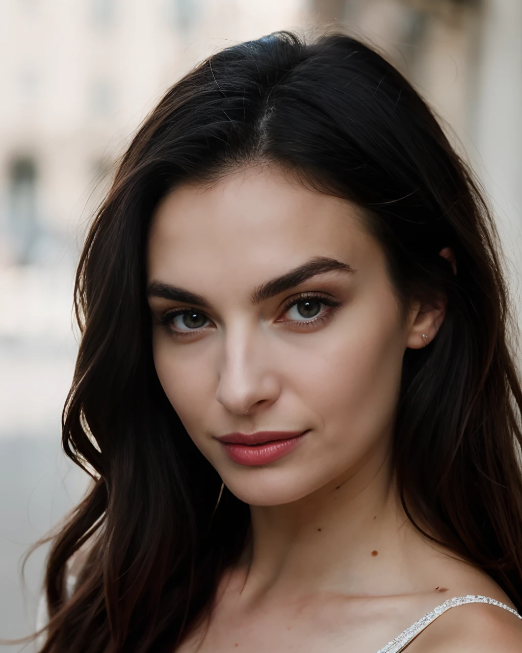 Photo d'une femme, metis, Jorja Smith, visage innocente, Instagram template, Il y a une femme qui prend un selfie, Anna Nikonova alias Newmilky, avec des cheveux noirs raides, Ses cheveux sont longs et raides, Angelina Stroganova, coiffure raide, Olga Buzova, she is facing the camera, aux cheveux longs, Anastasia Ovchinnikova, Portrait Sophie Mudd, avec de longs cheveux noirs, Dasha Taran,yeux brun, cheveux brun,peau brillante,hyper detailed, Captured by Panavision Panaflex Platinum Camera with Panavision Primo Primes 50mm T1 spherical lens.9
