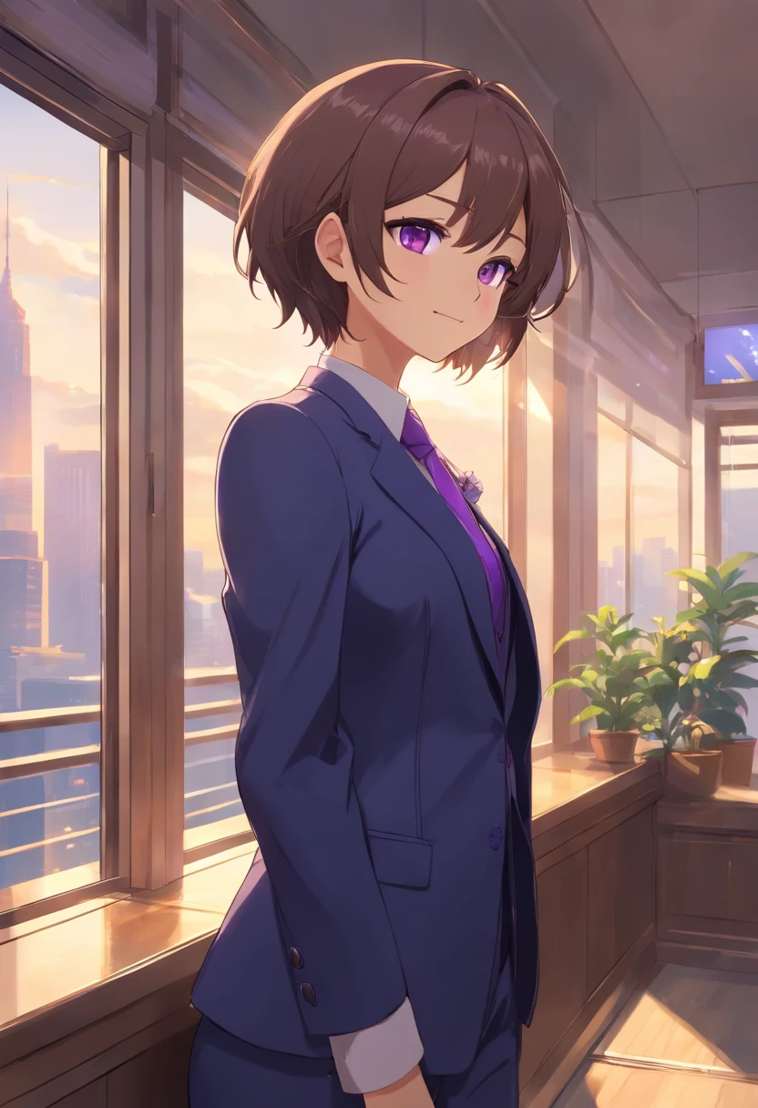 A cat in a suit and tie stands by the window., In a strict suit., In a strict suit., Portraits with a complete view of the standing figure , Dark suit, A grand and classy portrait., highly detailed exquisite fanart, Official Character Art, Good - dress up., Honourable nobles., official character illustration, In his suit., Trends on Artstation Pixiv, high detailed official artwork, Elegant cat , smiling kindly , lol gentle , Show from head to toe , Portrayal that can be seen to the feet, purple eyes