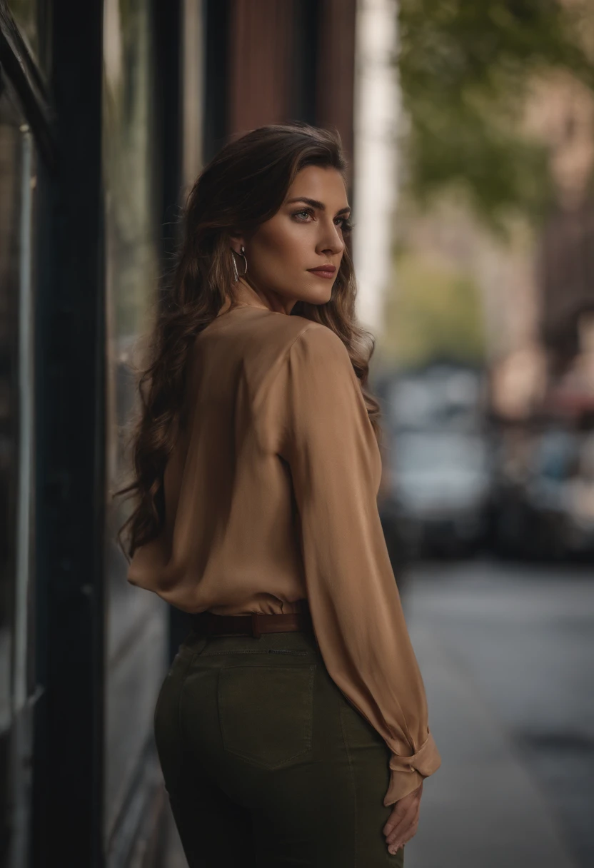 profesional, (Foto 4k:1.1) por (Jeremy Lipking:0.3), (Dittmann Anna:0.3), (Marca ariana:0.3), (foco nítido:1.3), High detail, Vistiendo (Camisa escotada:1.2), Hermosa cara detallada, Ojos color avellana, cabello largo y rubio, (Mujer joven atractiva:1.3), (seductor:1.1), (ruboroso:1.1), Forma del cuerpo con curvas, Pechos grandes y redondos alegres, caderas anchas de Thicc, En la ciudad de Nueva York