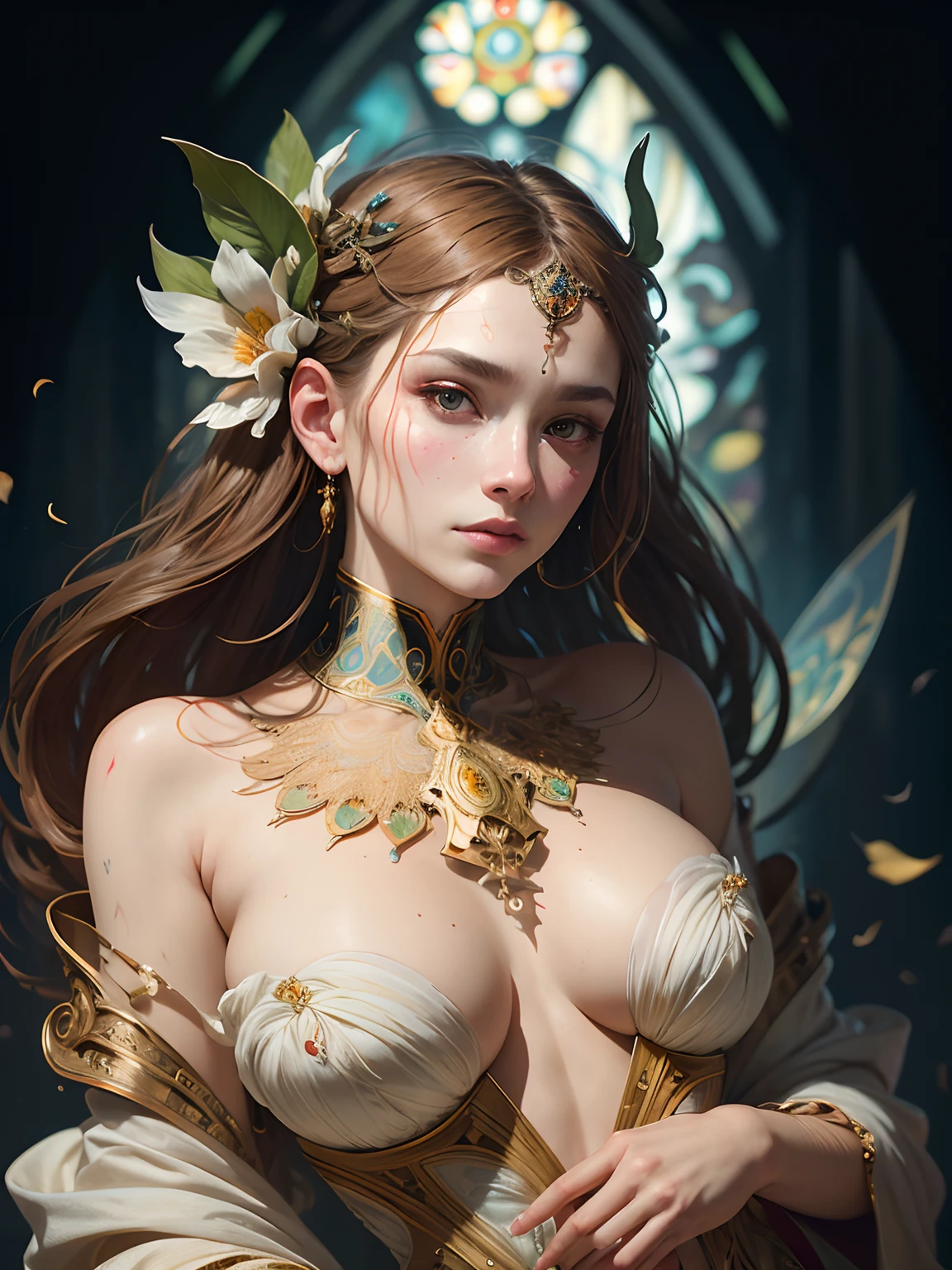 portrait of the most beautiful form of chaos, elegant, a brutalist designed, vivid colours, romanticism, by james jean, roby dwi antono, ross tran, francis bacon, michal mraz, adrian ghenie, petra cortright, gerhard richter, takato yamamoto, ashley wood, atmospheric, trending on artstation. 8 k masterpiece. (alphonse mucha style:1.2), 3d render, cgi, symetrical, octane render, 35mm, bokeh, 9:16, (intricate details:1.12), hdr, (intricate details, hyperdetailed:1.15), (natural skin texture, hyperrealism, soft light, sharp:1.5)