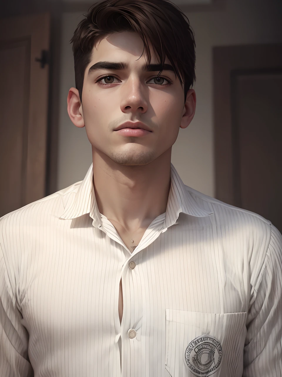 Realistic photo,white tshirt,boy look.