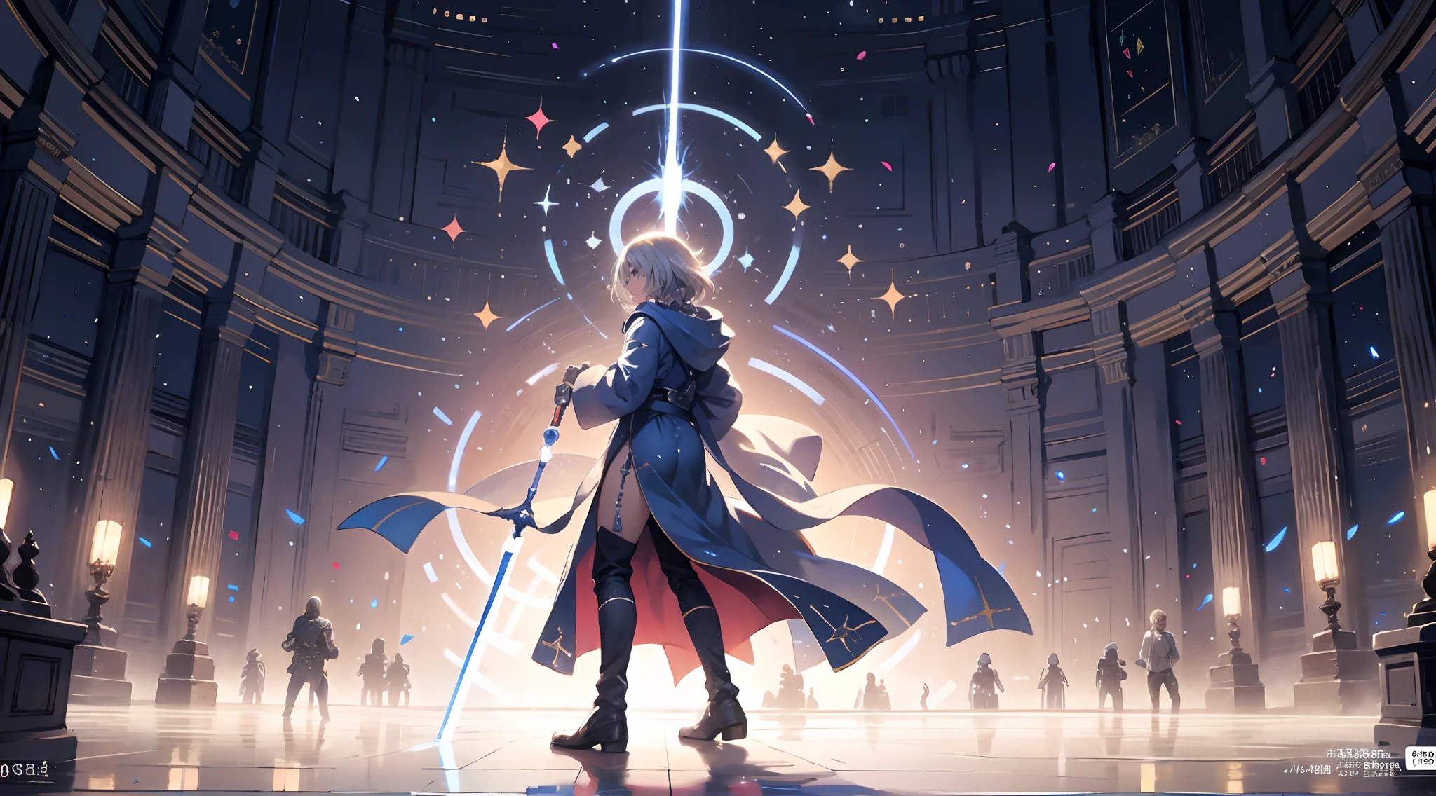 masterpiece, best quality, starwars, jedi robe, lightsabers, sparkles, dramatic vision, lighting,