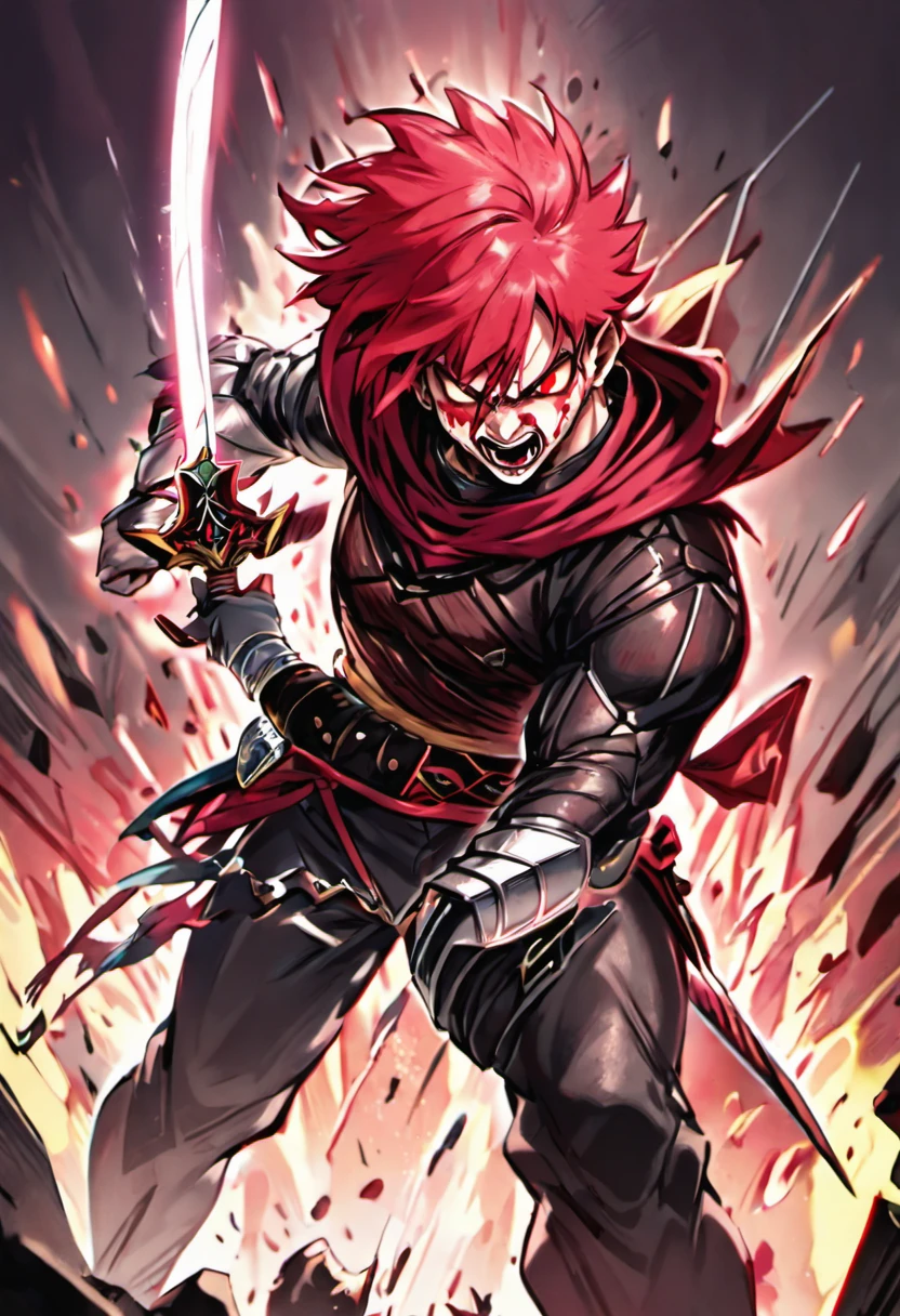 (incoming_attack:1.7),(battle scene:1.7),(slashing by holding sword:1.7)