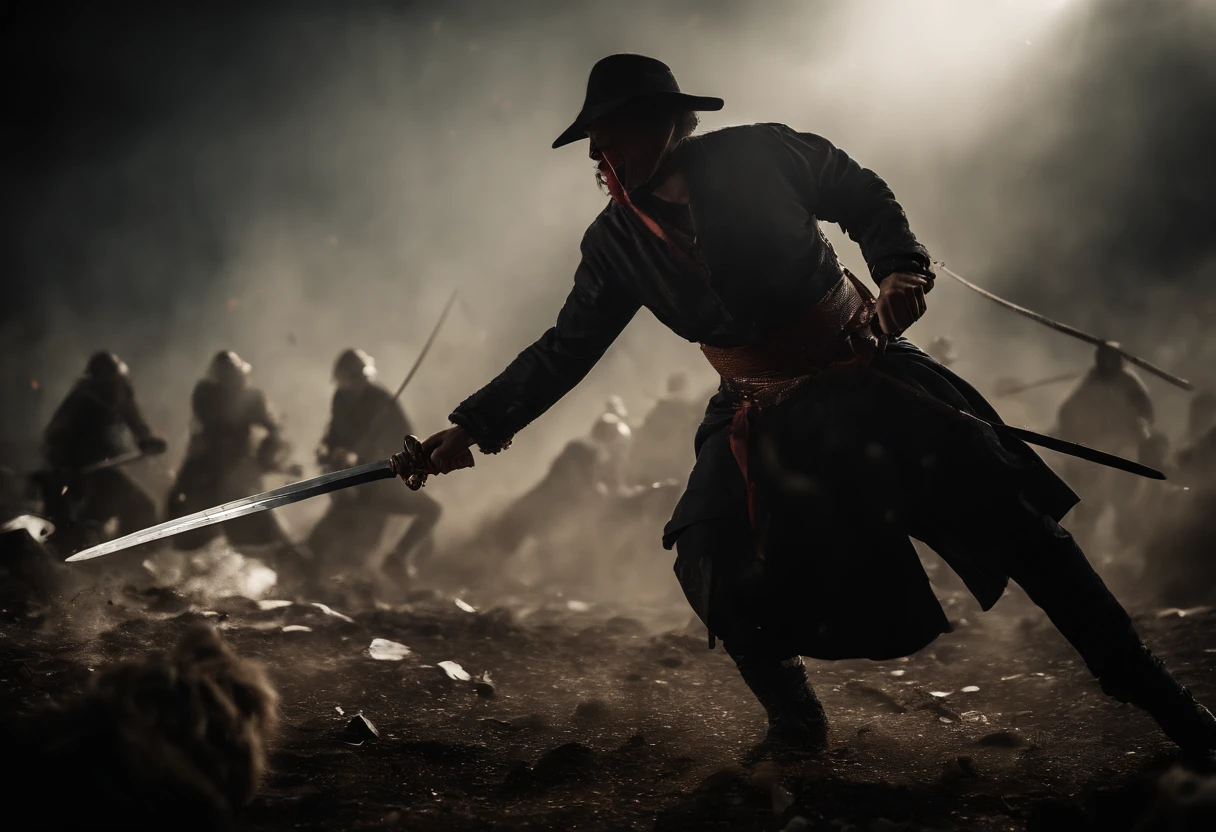 (incoming_attack:1.7),(battle scene:1.7),(slashing by holding sword:1.7)