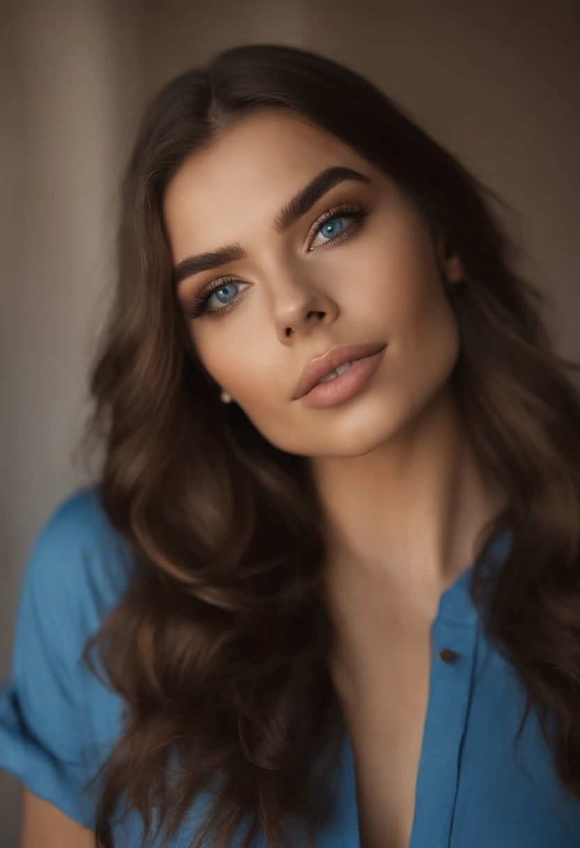 Mujer con camiseta sin mangas y bragas a juego, Chica sexy con ojos azules, Retrato Sophie Mudd, Retrato de Corinna Kopf, cabello rubio naranja y ojos grandes, selfie de una mujer joven, Maquillaje OHNE, Maquillaje natural, looks directly at camera, Cara con Artgram, dezentes Maquillaje, Gran foto de cuerpo entero, in the room, senos grandes, en posicion de cuatro, pijama sexi