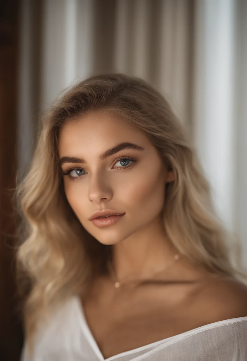 Oman, fille sexy aux yeux bleus levres pulpeuse, Portrait Sophie Mudd, Portrait de Corinna Kopf, cheveux blonds et grands yeux, selfie of a young woman, ohne Maquillage, maquillage naturel, Look directly into the camera, Visage avec Artgram, dezentes Maquillage, Superbe photo du corps entier, dans la chambre, gros seins, Blonde, Latin