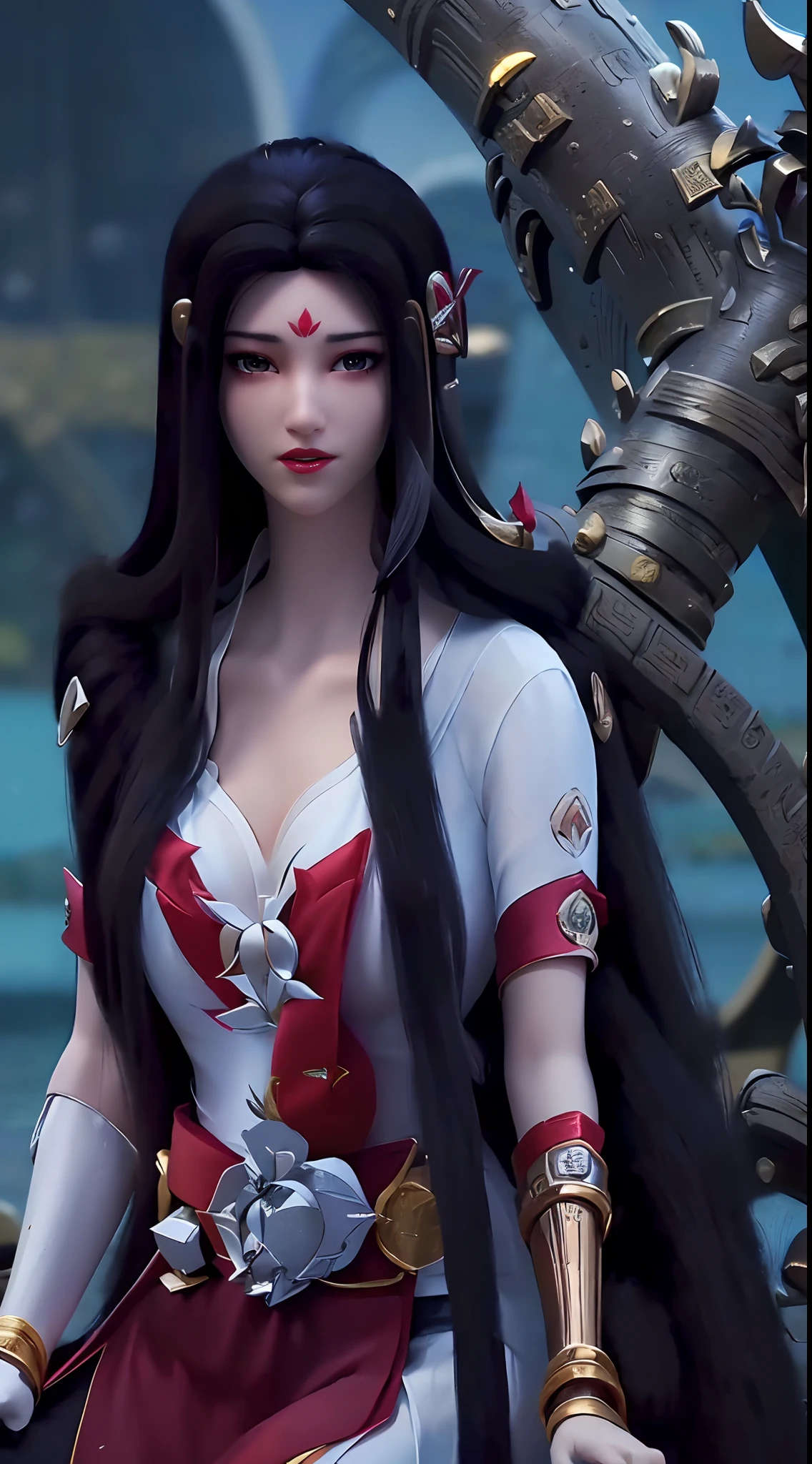 "1 beautiful girl, ((wearing red hanfu, white chest shirt:1.6)), low cut shirt, ((long black hair:1.8)), ((most beautiful and detailed hair jewelry:1.8)), sexy vintage style, Super cute little face Extremely beautiful face, thin eyebrows, the most beautiful and flawless face, ((black eye pupil:0.8)), very beautiful eyes, ((black yellow eyes:0.5)), hairy beautiful and detailed makeup eyelashes, high nose, earrings, thin lips, ((red lips:0.8)), ban on laughing, beautiful lips, slender arms, The most beautiful thighs, healthy limbs, rosy face, clean face, beautiful face without blemishes, smooth white skin, ((super tight and round breasts: 1.8)) cleavage, beautiful breasts, ((put the girl's arms behind her back:2)), perfect body, balanced body, (((upper body of a beautiful girl:0.8))), ((sitting position leaning back:1.7)), 8k photo, super high quality, super realistic, 10x super pixels, actual photo, dark studio, border light, two-tone lighting color, (high detail skin: 1.2), 8k ultra, soft light, high quality, volumetric light, Photo, high resolution, light, best photo, 4k quality, 8k, bokeh, Smooth and sharp, 10x pixelated, ((The yard at night and the moonlight shining down on the yard background:1.8)), aurora, lightning, super graphics, most realistic graphics, 1 girl, alone, solo, Extremely sharp, surreal image, (((upper body:1.6)))