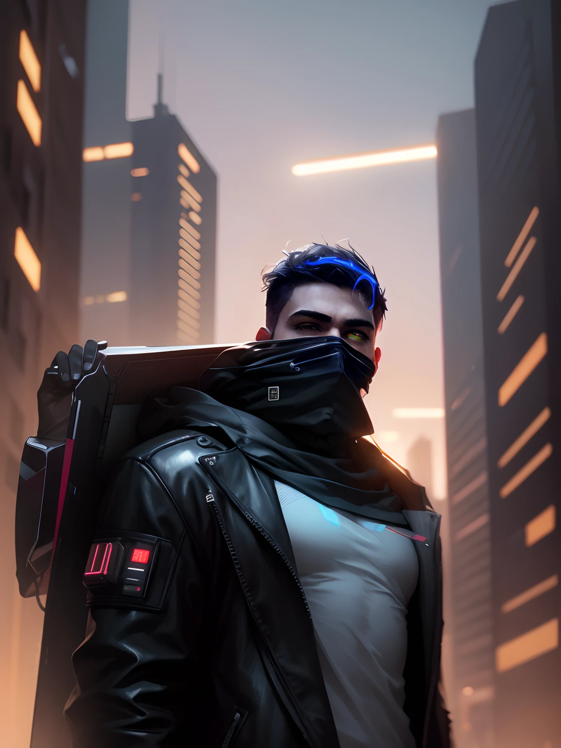 Change background cyberpunk handsome boy, realistic face, 8k, ultra realistic |