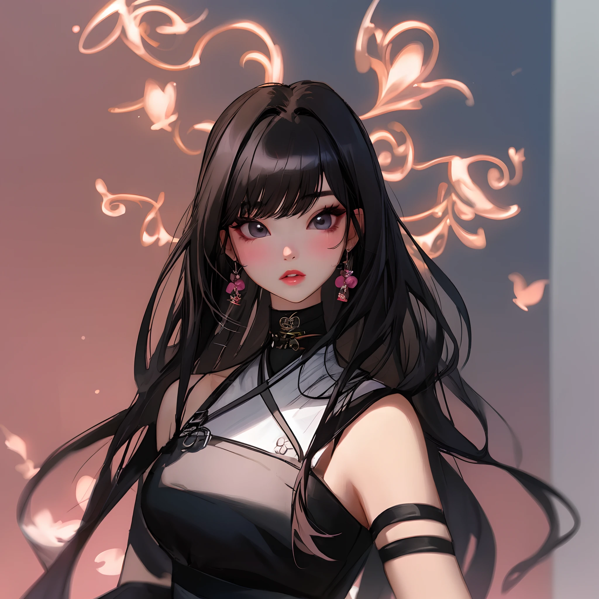 picture girl with black sleek hair, Korean Jennie BLACKPINK
