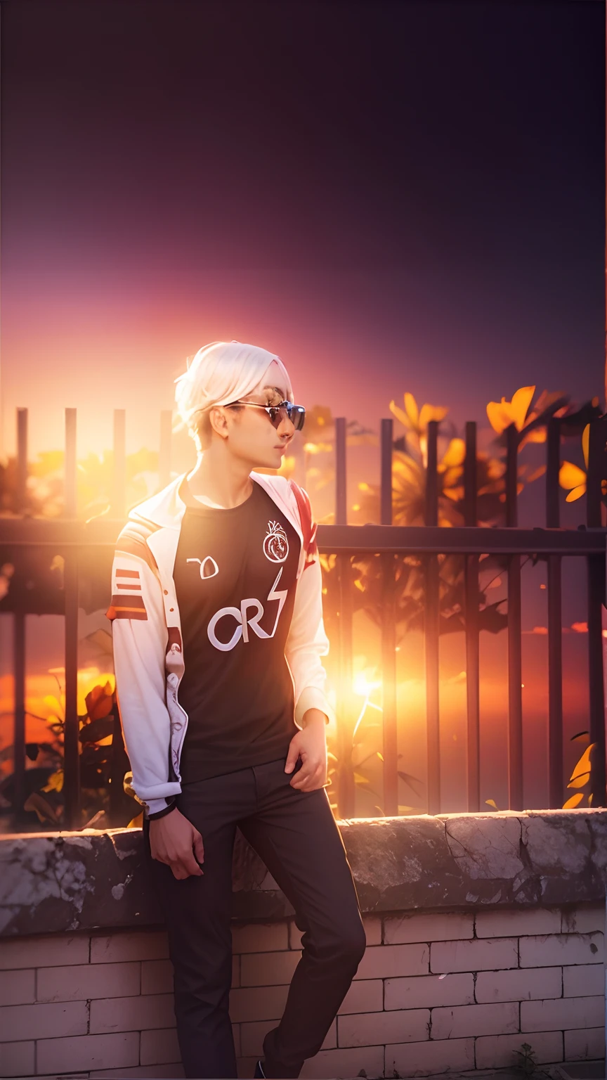 Remove background, sunset flower wall simple white sunglass