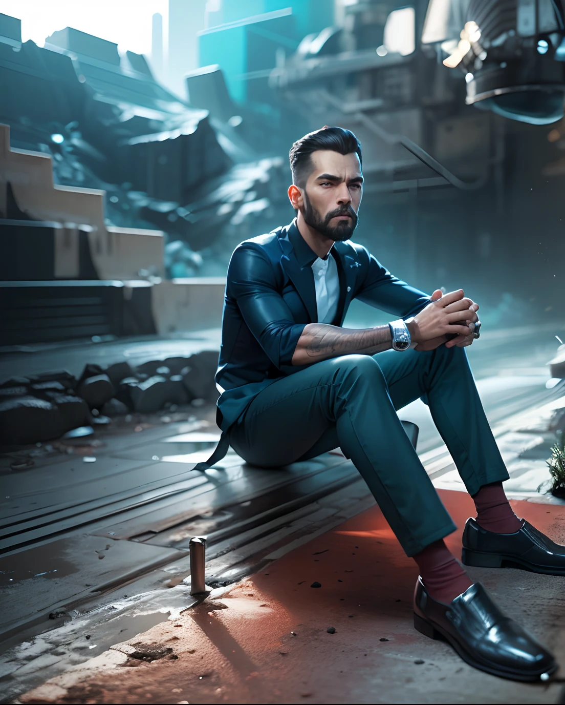 Look handsome, change background, cyber city, realistic, ultra realistic, 8k