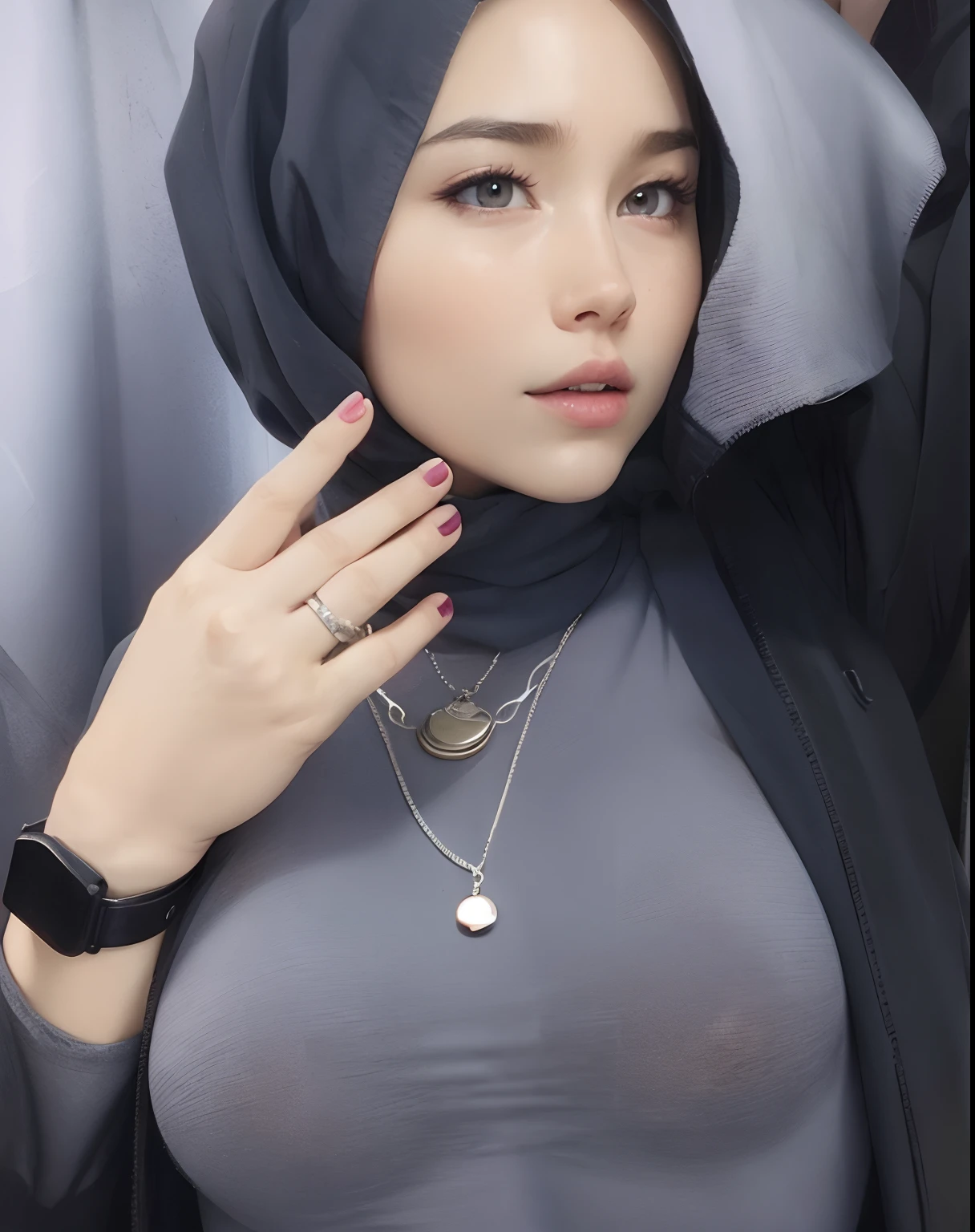 Naked, nude, little nipple, big breast, white skin