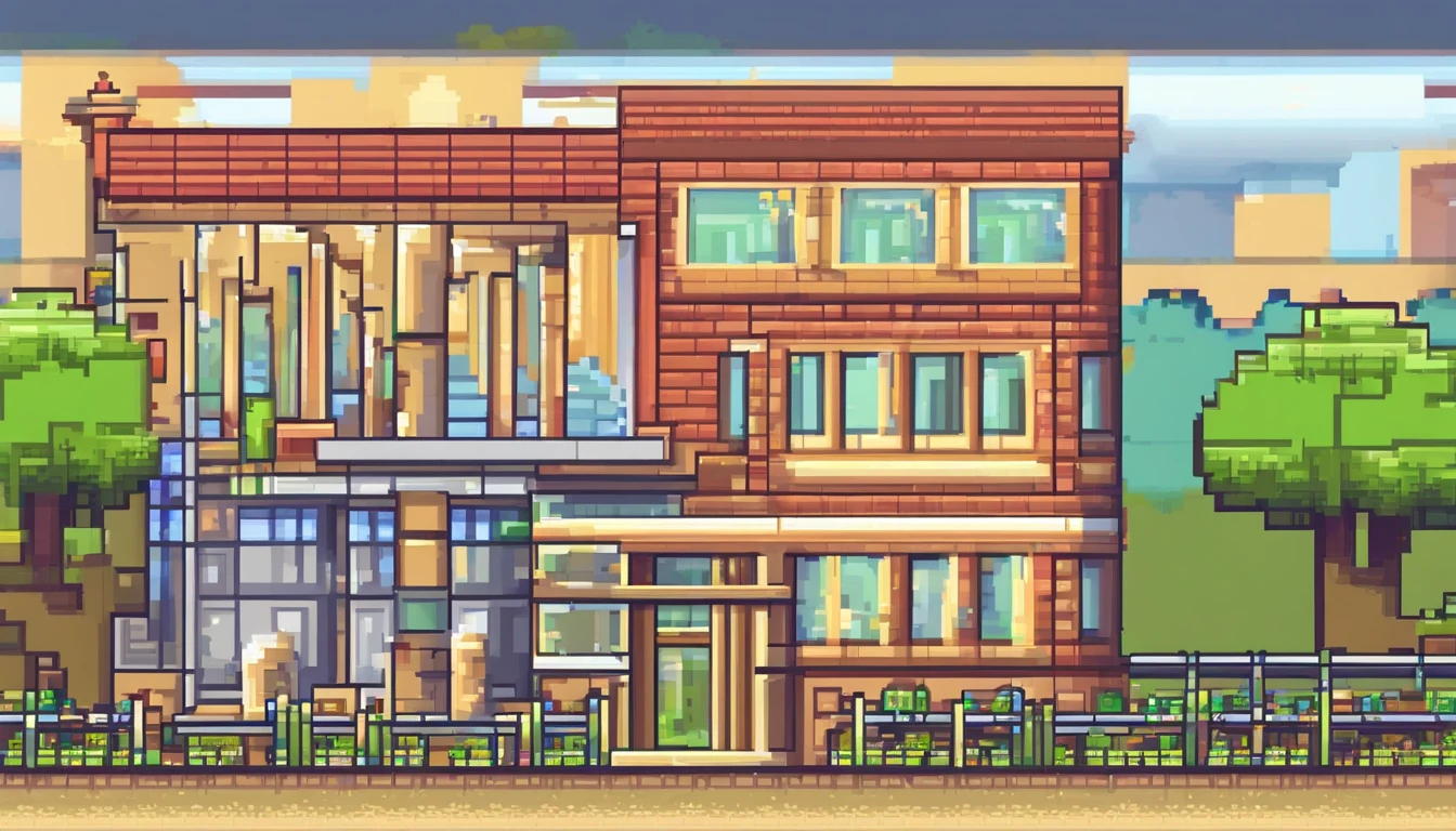 Side-scrolling school cartoon,Sunnyday,Teaching buildings,