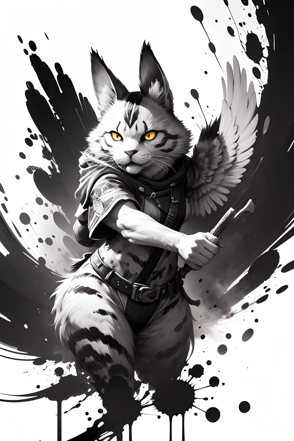 Intense brushstrokes　Game Characters　Ink wash painting style　rcasual　comical　Tiere　SF