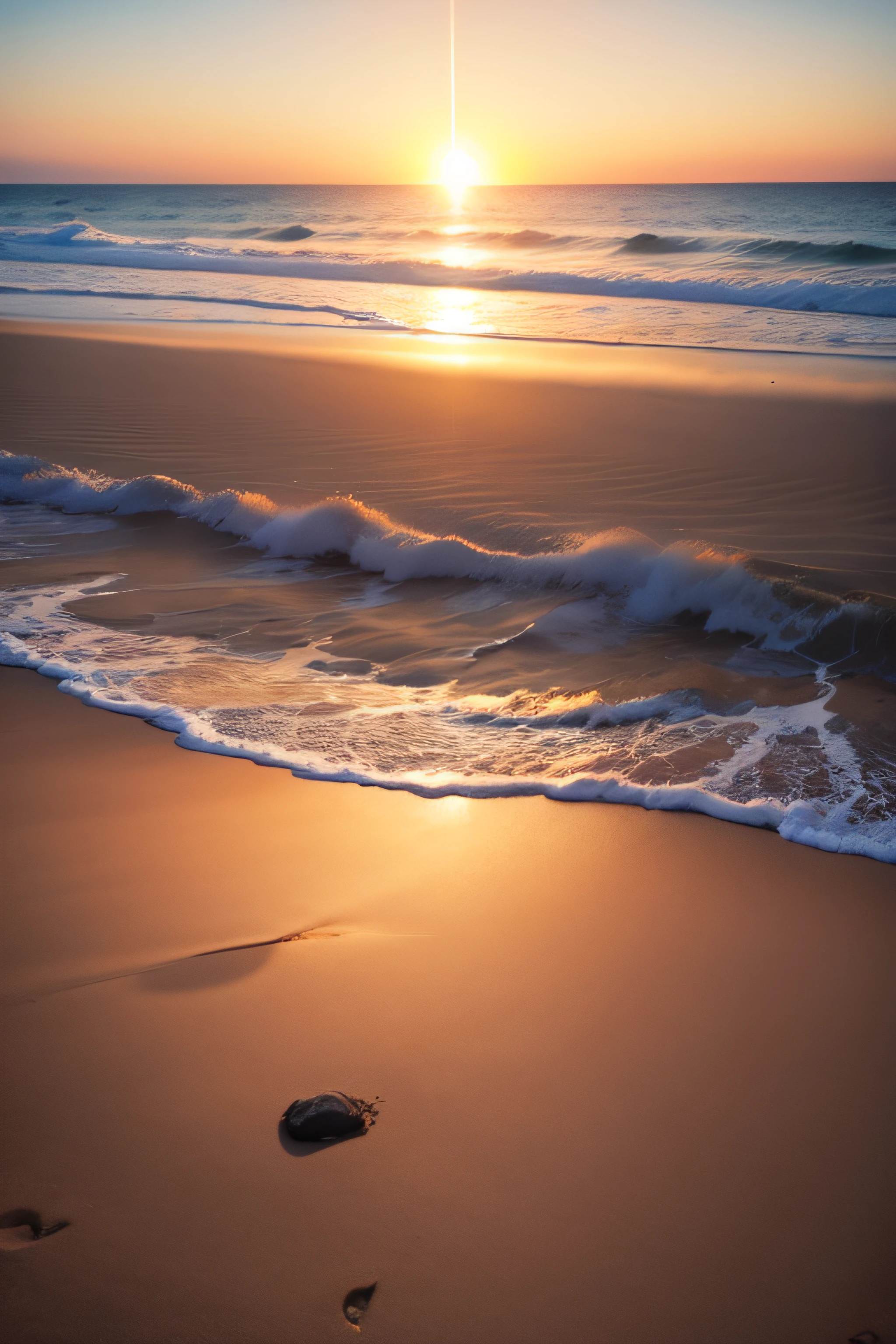 realist photo calm beach sun