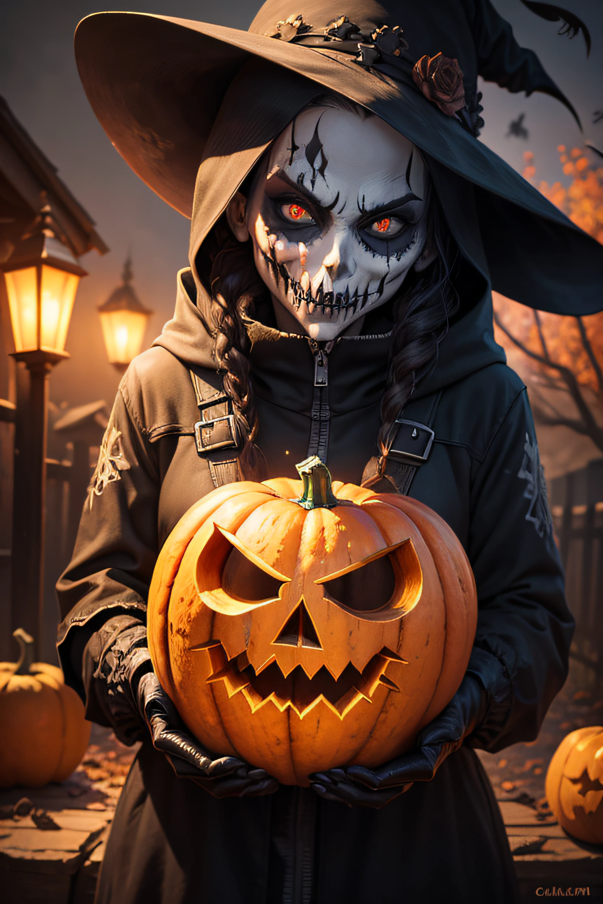 Evil scarecrow, Gothic, autumn season, caveira, calabaza,