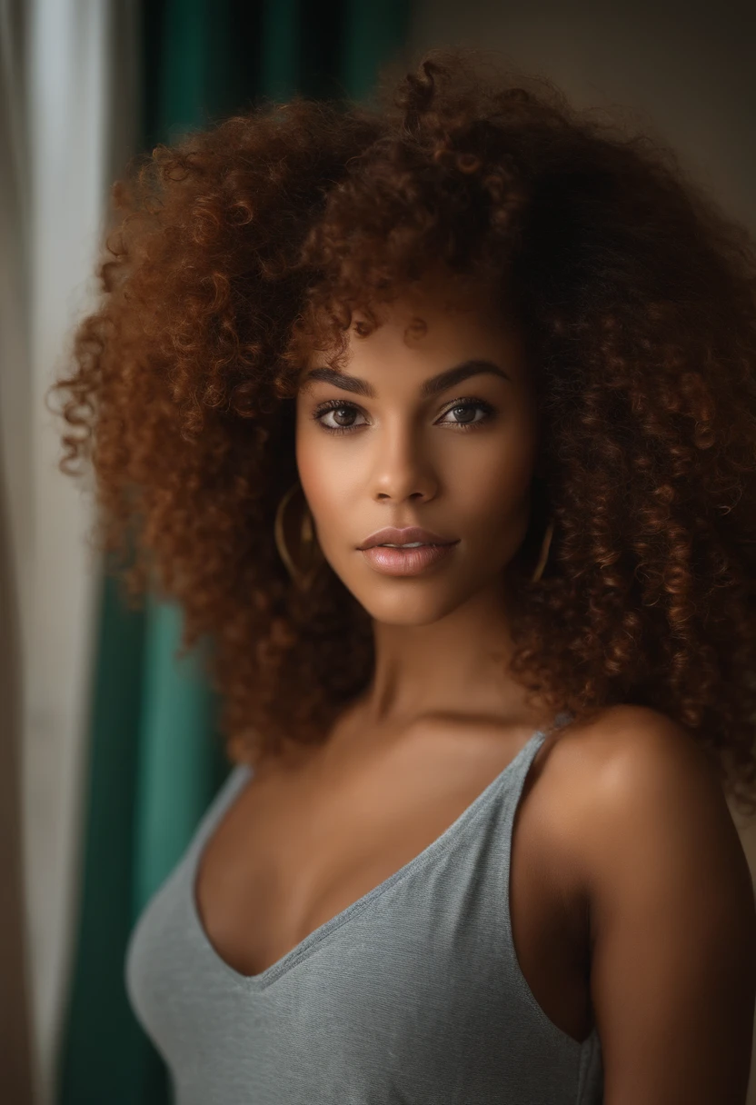 "Ultra-realistic image of a beautiful 18-year-old Afro-Latina girl,Caramel shell, perfectbody, Take a bathroom selfie with your iPhone 14, skinny, Ultra thin belt, Red hair, Crespo curly hair karibean , piercing green eyes.hyperrealisti,anatomical correct,Facial features are carefully represented,rotations gratuites, cabelos ruivos Crespos, (Courthouse, cabelos ruivos Crespos), Cabelo ruivo longo e Crespo, multiversal hair, Courthouse, cabelos ruivos Crespos, cabelos ruivos Crespos, rotations, wavy hair spread out, rotations baroques, rotations, Crespo,Hair texture, Crespo bang