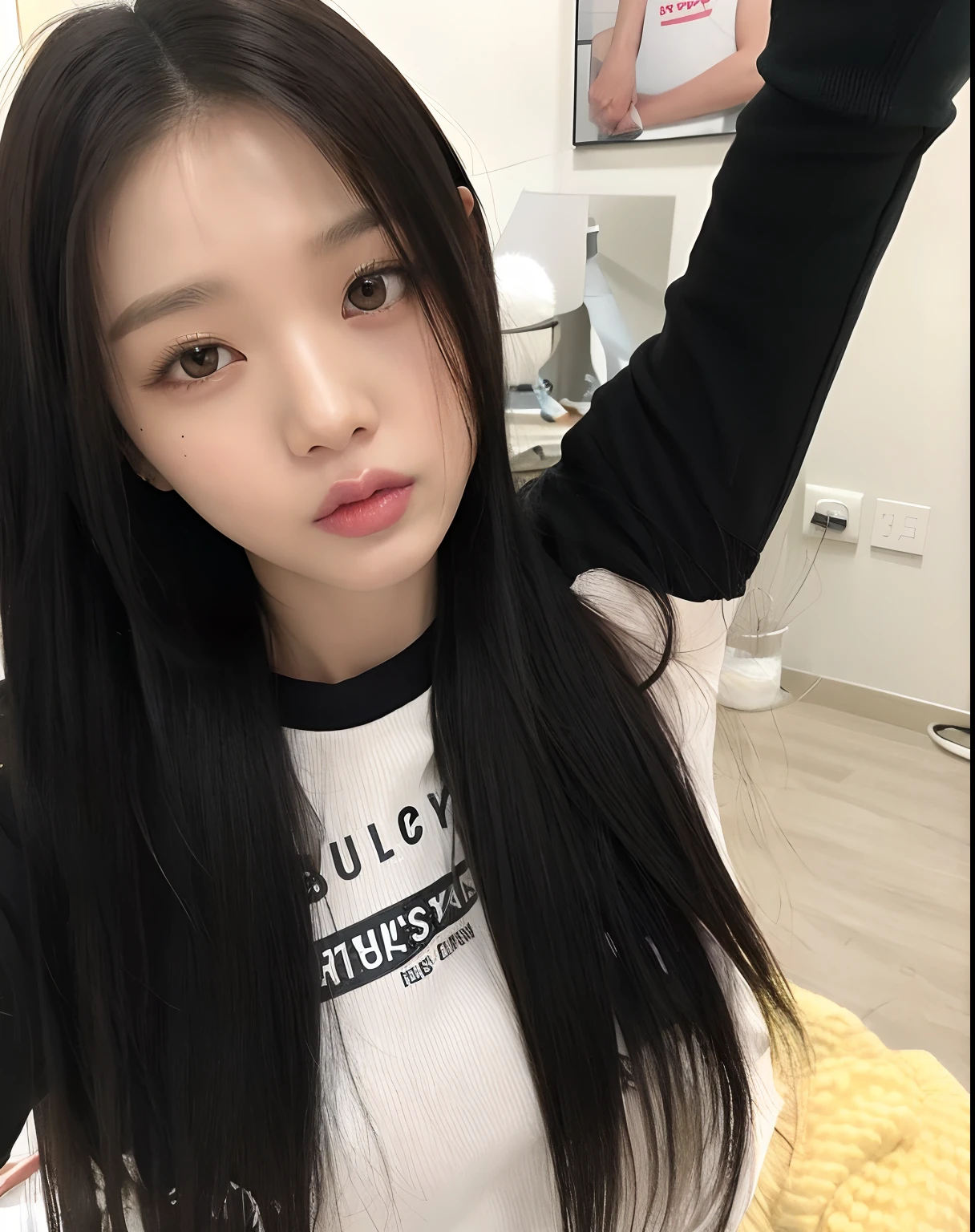 mulher arafed com longos cabelos pretos e uma camisa branca, Ulzzang, menina coreana, cruel korean goth girl, Mulher sul-coreana bonita, jennie blackpink, wan adorable korean face, com cabelo preto liso, linda mulher coreana jovem, Ela tem cabelo preto com franja, Jaeyeon Nam, jossi do blackpink, preto hime corte cabelo, young adorable korean face