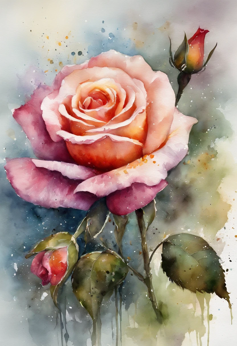 a rose painting with a splatter background and spray paint effect, by Eugeniusz Zak, watercolor art, by Károly Lotz, watercolor painting, watercolor painting style, watercolor detailed art, by Reuben Tam, watercolor digital painting, watercolor , masterfully detailed watercolor, watercolor art, Grzegorz Rutkowski