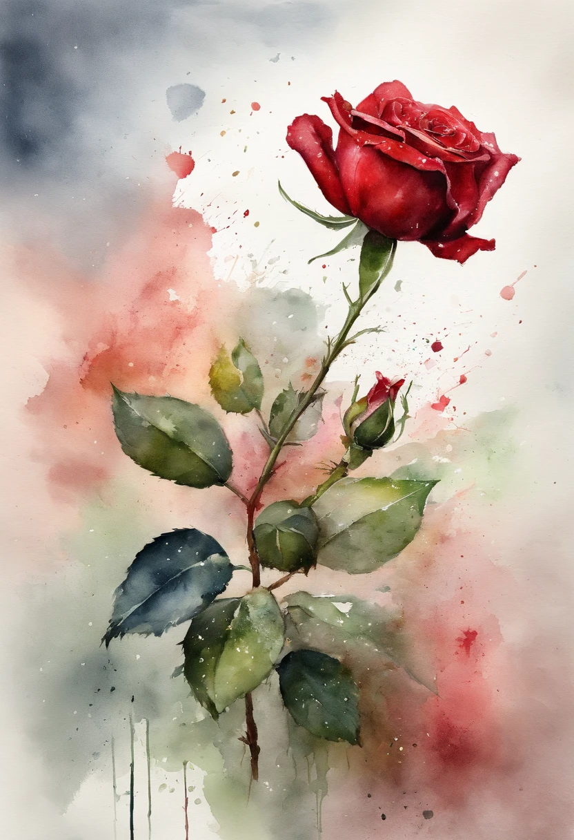 a rose painting with a splatter background and spray paint effect, by Eugeniusz Zak, watercolor art, by Károly Lotz, watercolor painting, watercolor painting style, watercolor detailed art, by Reuben Tam, watercolor digital painting, watercolor , masterfully detailed watercolor, watercolor art, Grzegorz Rutkowski