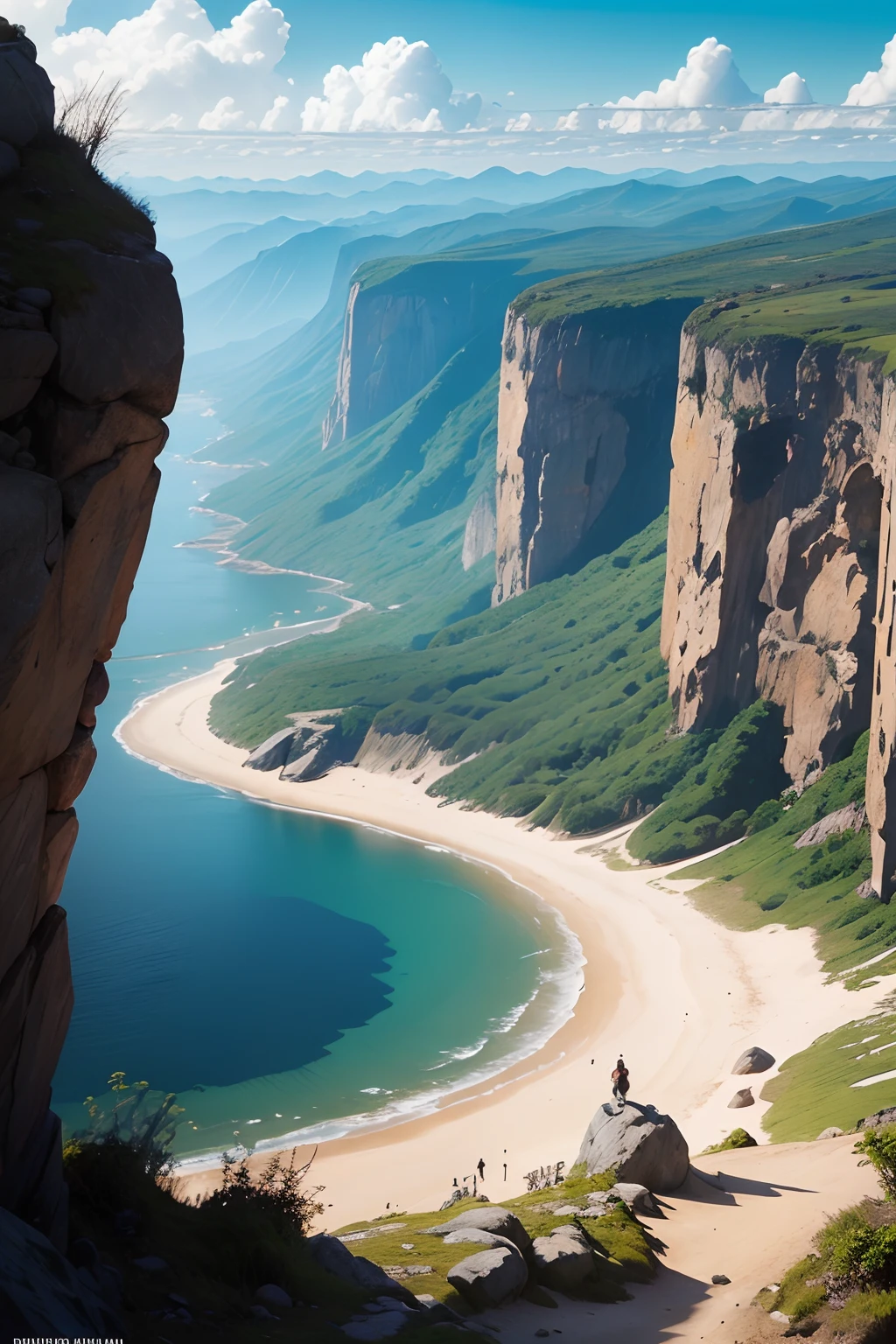 Produza uma imagem com essa frase em estilo aventureiro, com montanhas ao fundo.