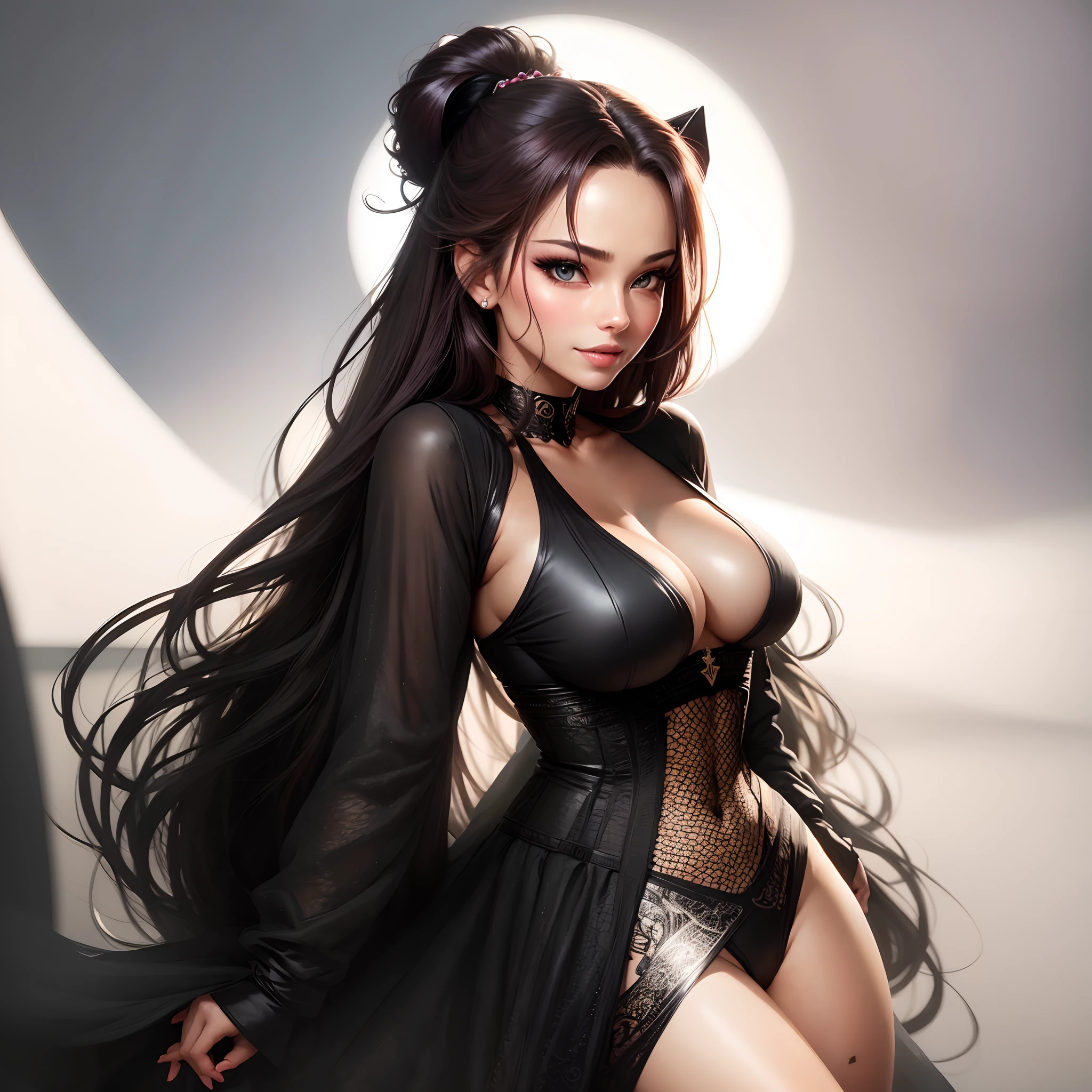 Sexy woman, perfect hair, beautiful face, amazing makeup, seductive smile and gaze, blushing intensely, perfect skin, soft lips, medium chest, perfect body, hot