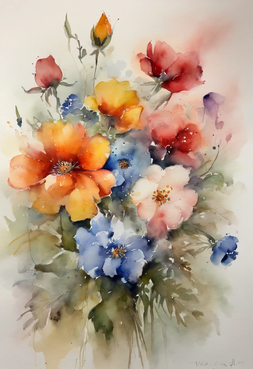 a painting of a bunch of flowers with watercolor paint, detailed watercolour, botanic watercolors, watercolor detailed art, canvas art print, detailed flowers, highly intricate, watercolor artwork of exotic, watercolor illustration, watercolor painting style, masterful detailed watercolor, detailed watercolor, by Paul Davis, watercolour, leaning towards watercolor, by Károly Lotz, watercolor masterpiece