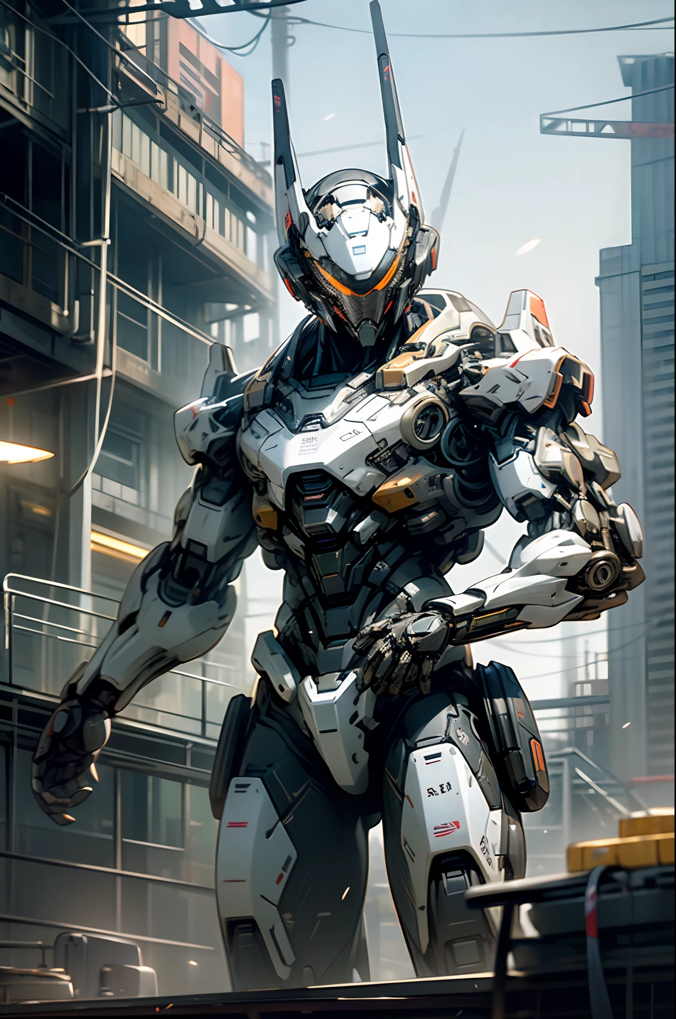 A robot with an empty driver's seat、Simple Background