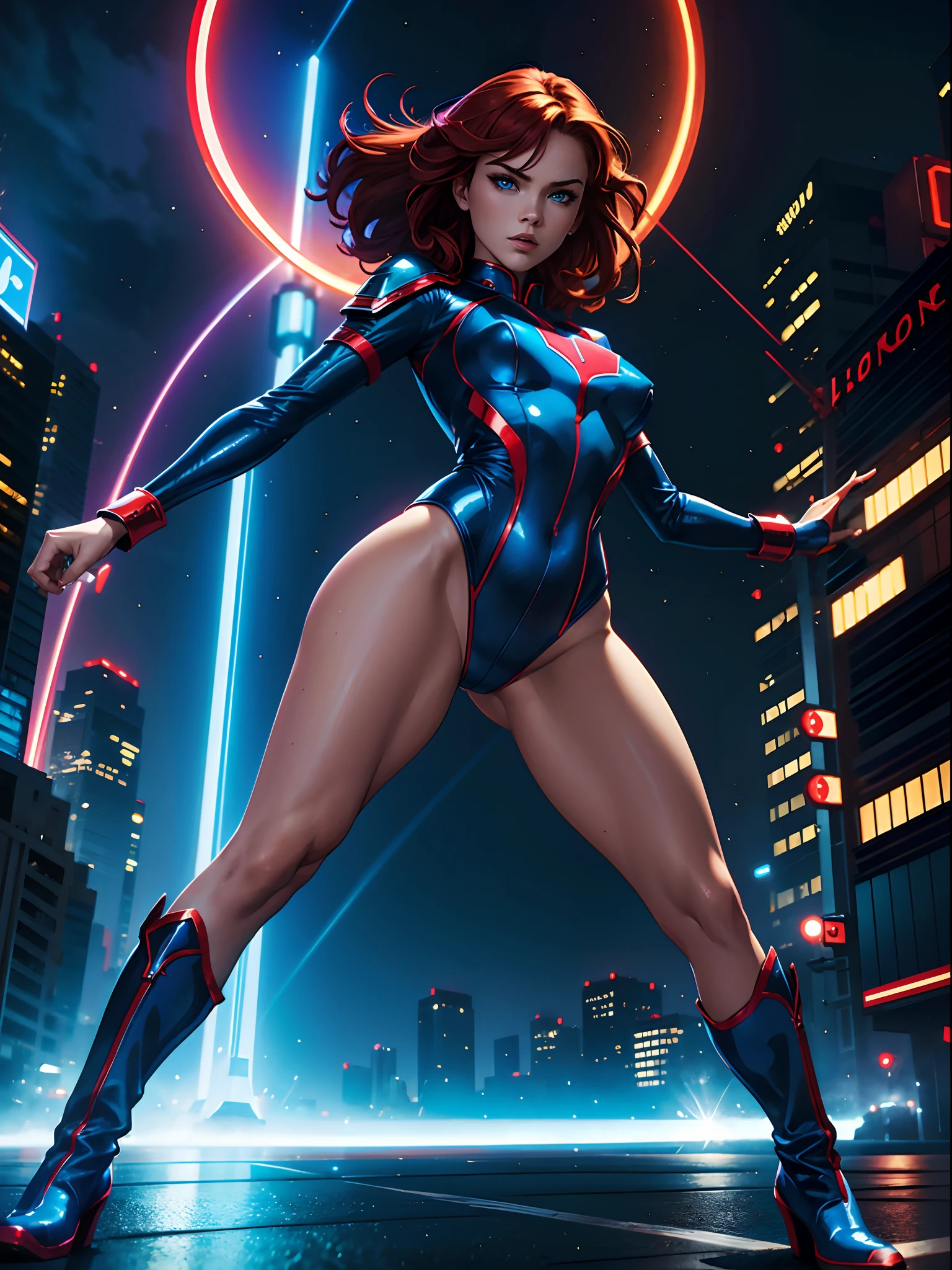 blue and red leotard