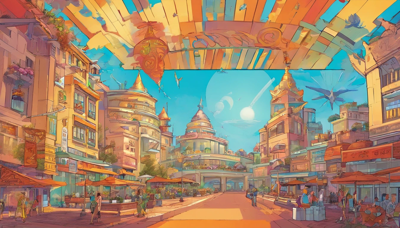 sidon style, City of progress, futuristic city, utopian world, shiny great colors,prosperous buildings, high class clothes and architectural designs, luxurious constructions, utopian futur, highly detailed, hdr, perfect, stunning progressive architecture, flawless world, reflective surfaces, subsurface scattering, flawless buildings, beyond imagination, 8K, global illumination, wide angle, god rays, dream world