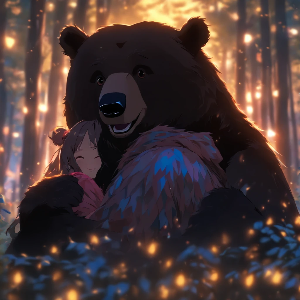 A giant wild black bear protects beautiful girl
(Master parts: 1.5) (Fotorrealista: 1.1) (Bokeh) (Best quality) (The skin、pores、Detailed texture of hair: 1.1) (复杂) (8K) (hdr) (Wallpapers) (Cinematic lighting) (foco nítido )