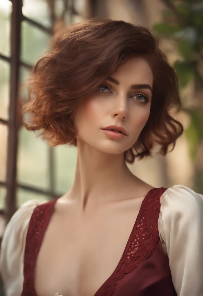 Garota , ruiva , sardas , shy short hair , seios pequenos , adulta ,terno estilo manga
