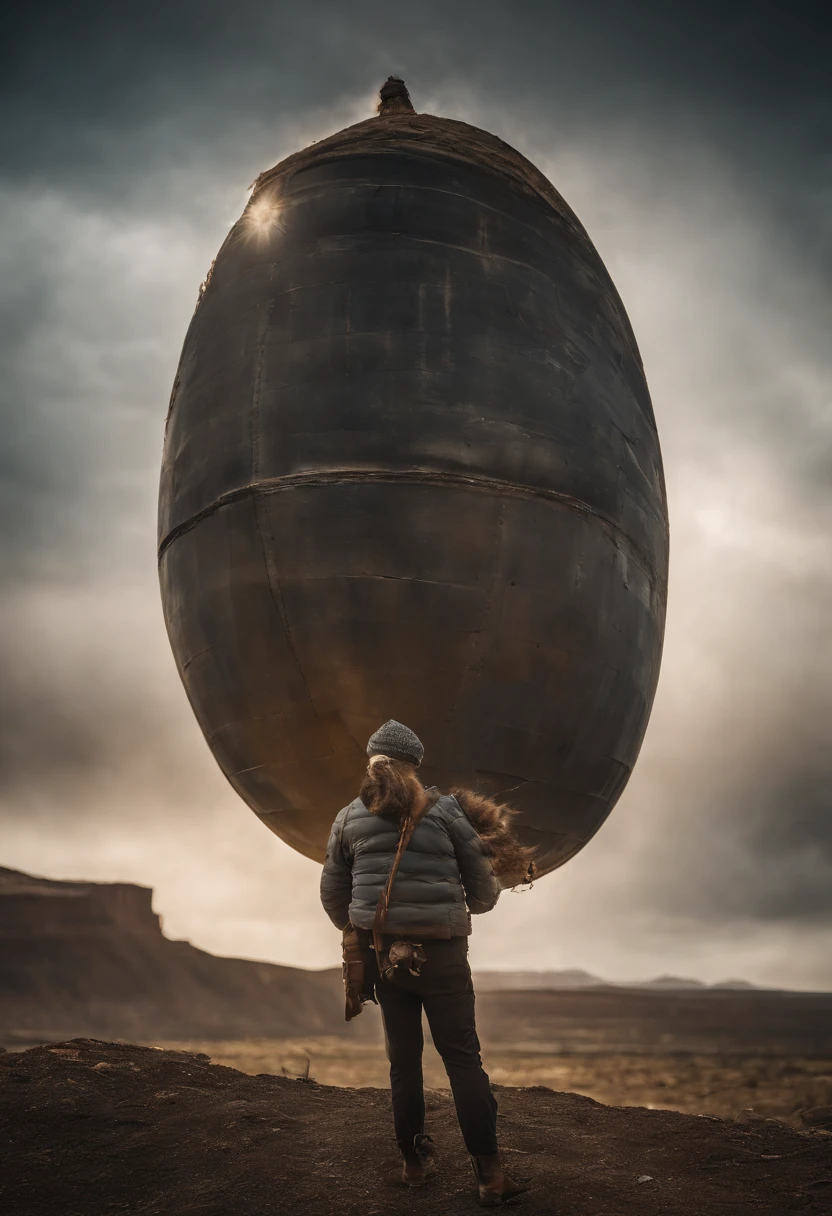 the earth need to be bigger and on his back like he is tring to not be crush by the planet