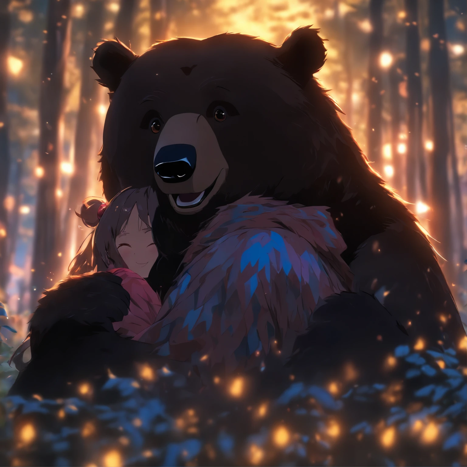 A giant wild black bear protects beautiful girl
(Master parts: 1.5) (Fotorrealista: 1.1) (Bokeh) (Best quality) (The skin、pores、Detailed texture of hair: 1.1) (复杂) (8K) (hdr) (Wallpapers) (Cinematic lighting) (foco nítido )