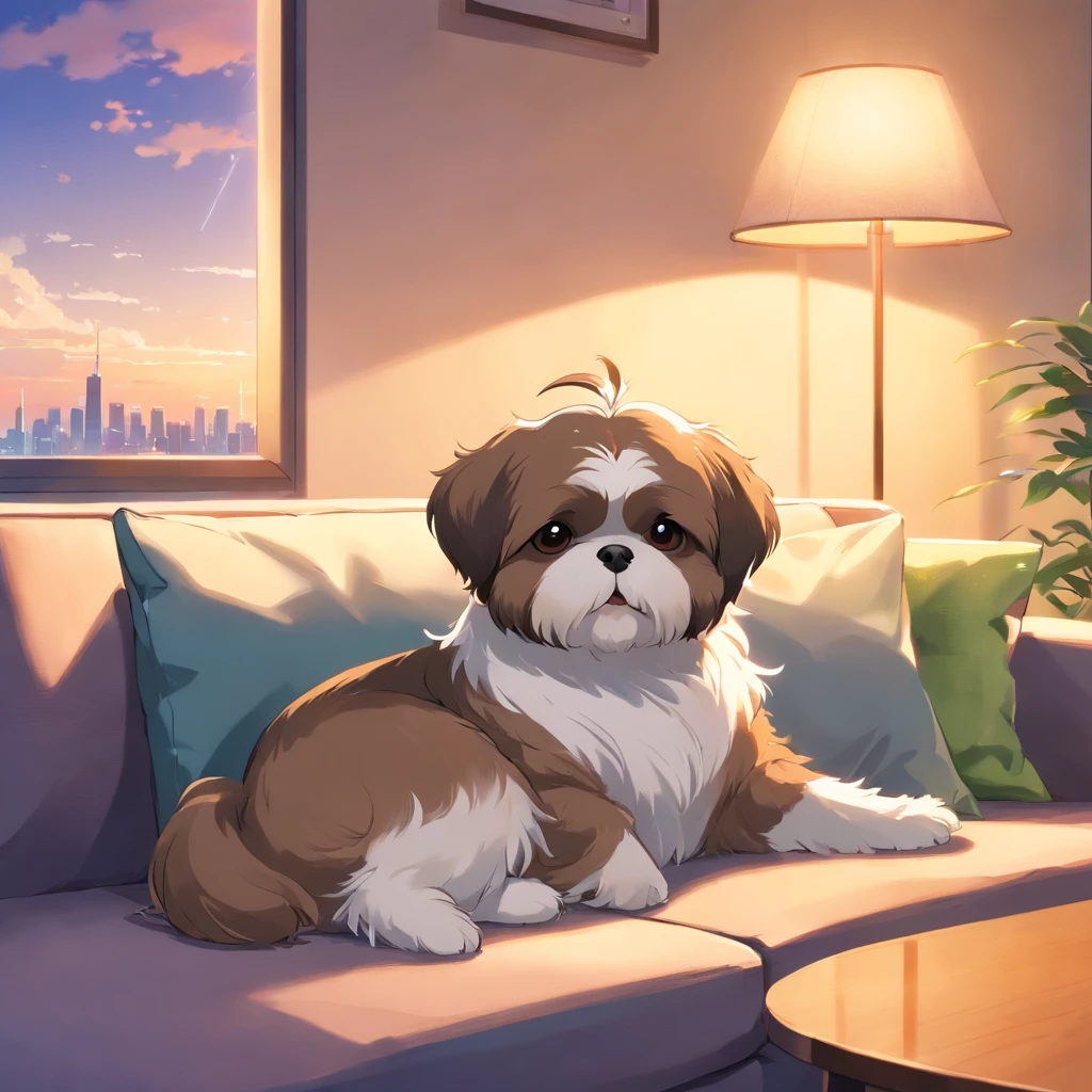 O shih tzu dormindo no sofa