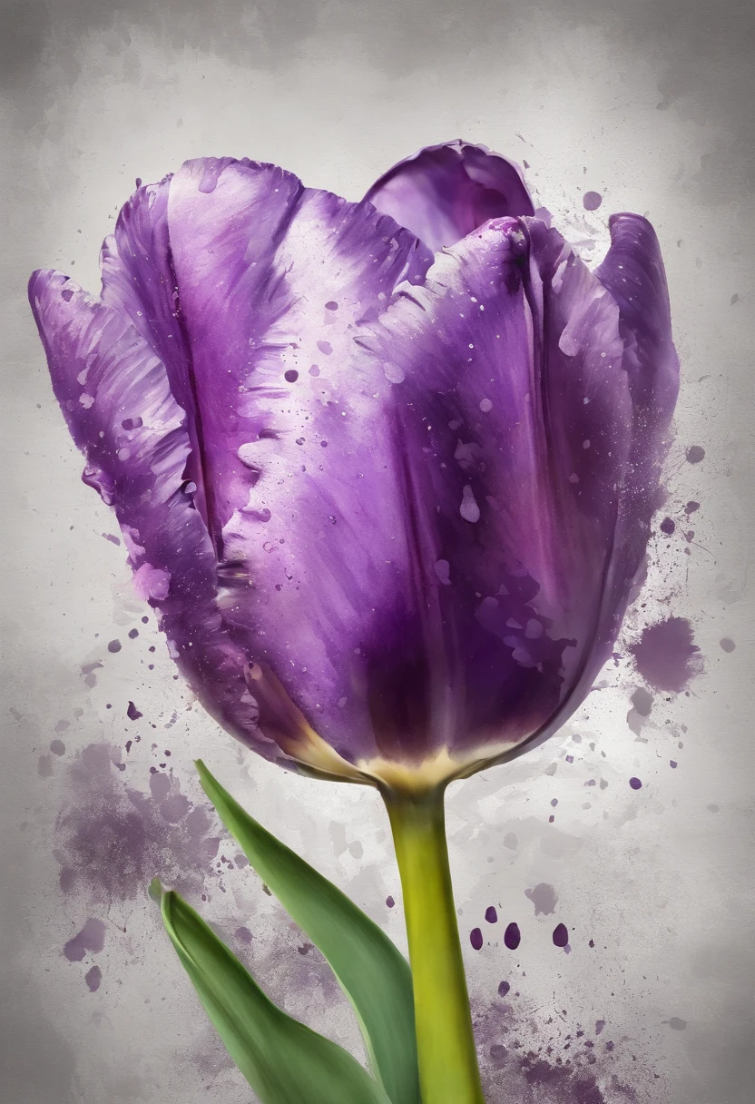 a Purple tulip painting with a splatter background and spray paint effect, by Eugeniusz Zak, watercolor art, by Károly Lotz, watercolor painting, watercolor painting style, watercolor detailed art, by Reuben Tam, watercolor digital painting, watercolor paint, masterfully detailed watercolor, watercolor art, Grzegorz Rutkowski