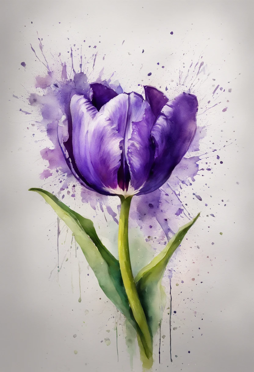 a Purple tulip painting with a splatter background and spray paint effect, by Eugeniusz Zak, watercolor art, by Károly Lotz, watercolor painting, watercolor painting style, watercolor detailed art, by Reuben Tam, watercolor digital painting, watercolor paint, masterfully detailed watercolor, watercolor art, Grzegorz Rutkowski