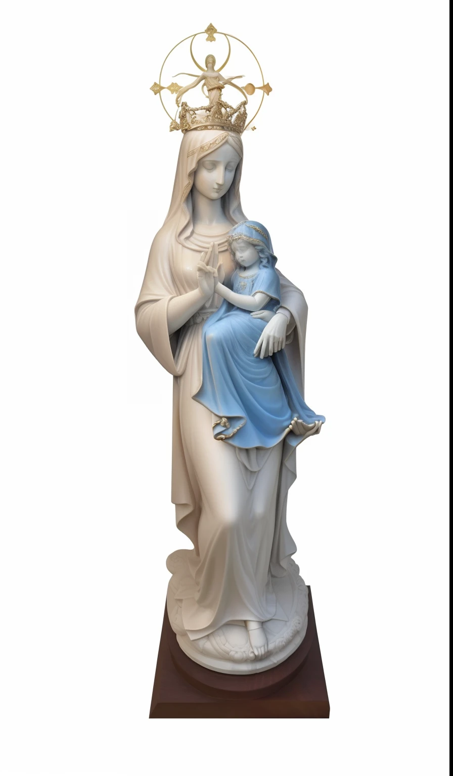 Statue of the Virgin Mary with children, Marble statues, escultura religiosa, imaculadamente detalhado, Virgem Maria, Opal statues, a statue, wooden statue, majestosa mulher de santo, statue of the perfect woman, Painted marmore sculptures, angel statues, statues, queen of heaven, resin statue, romanesque style statue, Holy, 165 cm de altura, mary in a sanctuary