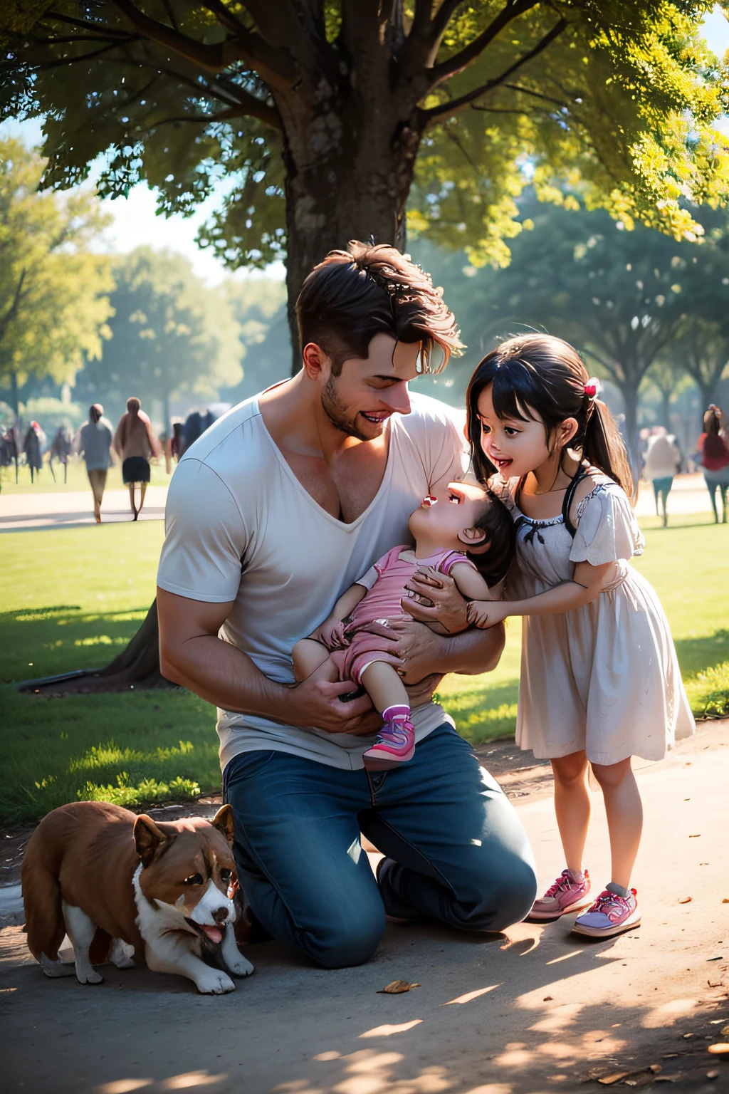 Family playing in the park