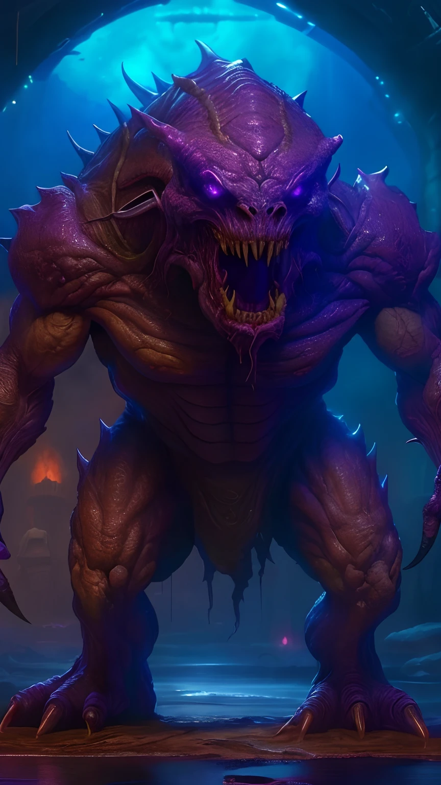 Scary massive monster woman with big boobs slimy