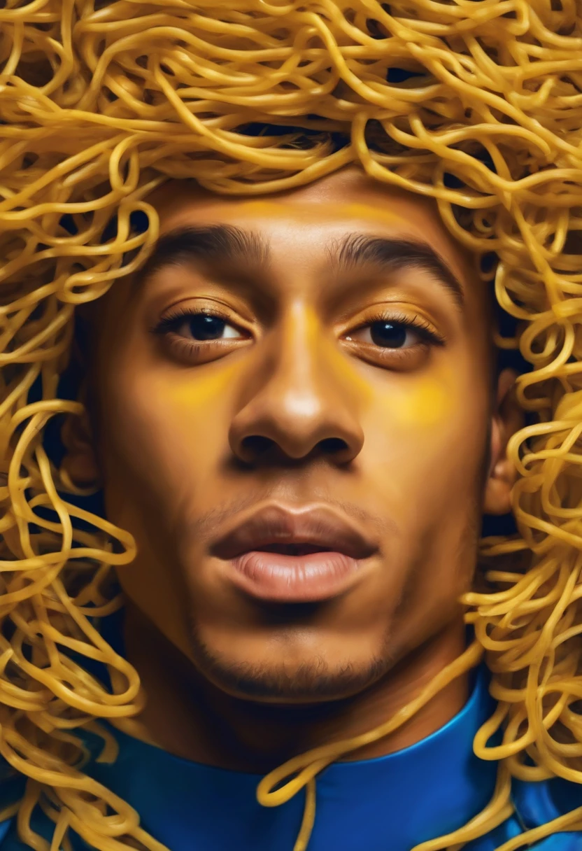 criar uma imagem com o rosto de neymar jr. hidden in noodles, arte abstrata