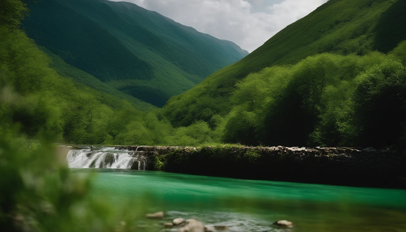 Green Mountains and Green Water,rustic,idyllic