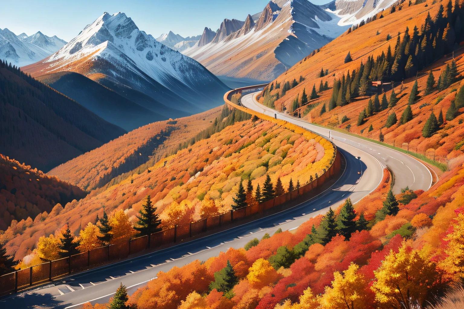 Scenery with autumn leaves on the pass